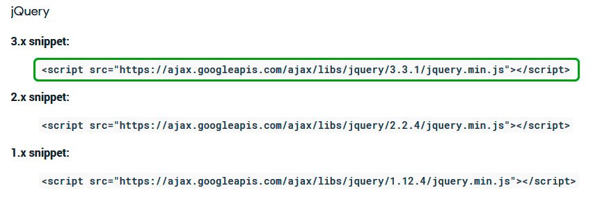 Подключение jQuery с помощью Google CDN
