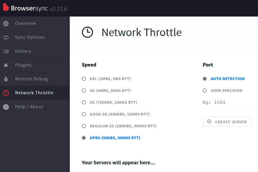 Как настроить Network Throttle в Browsersync